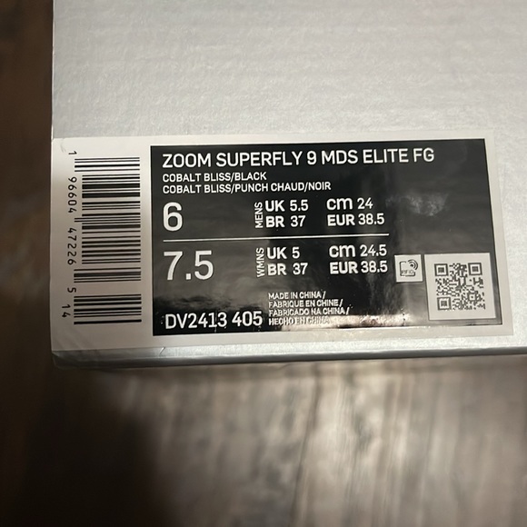 Zoom Superfly 9 MDS ELITE FG. Cobalt bliss/ Black. Mens size 6. Women’s 7.5 - Picture 5 of 8